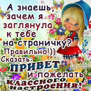 Привет желаю классного настроения