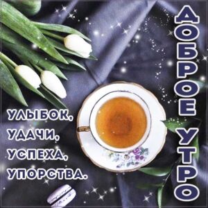 Картинки радостное утро чай тюльпаны
